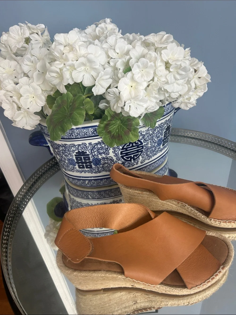 Women's Tan Espadrille Wedge Sandals with Cross Straps